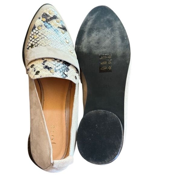 Joie Loafers Suede Snakeskin Shoes 38 1/2 - Picture 6 of 11